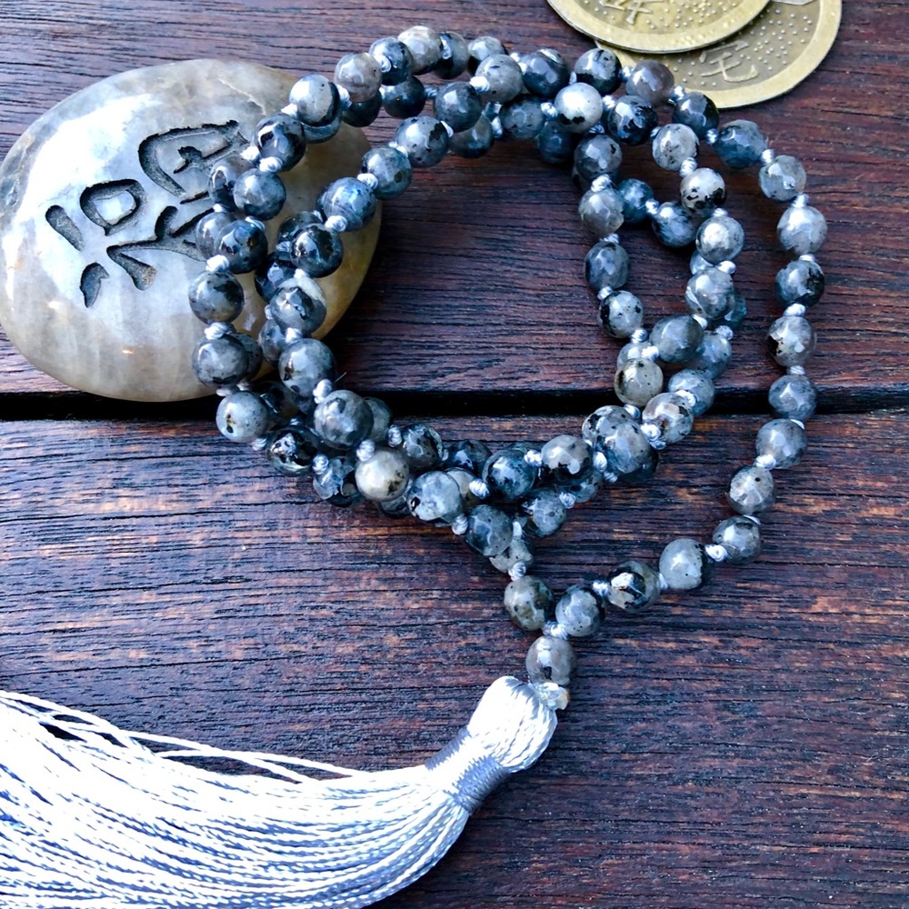 🎉HP🎉✨HAND TIED LABRADORITE MALA NECKLACE✨6mm - Picture 3 of 8